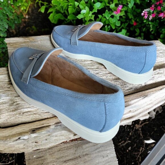GIANI BERNINI (9) LESLEE Light Blue Leather/Suede Loafers W Memory Foam - Picture 6 of 10